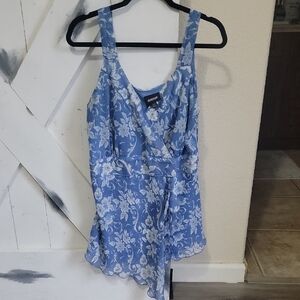 Avenue Floral Blue and White Wrap Blouse